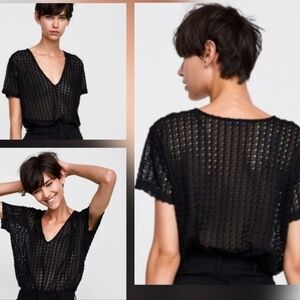 A-2 Zara black woven top size small